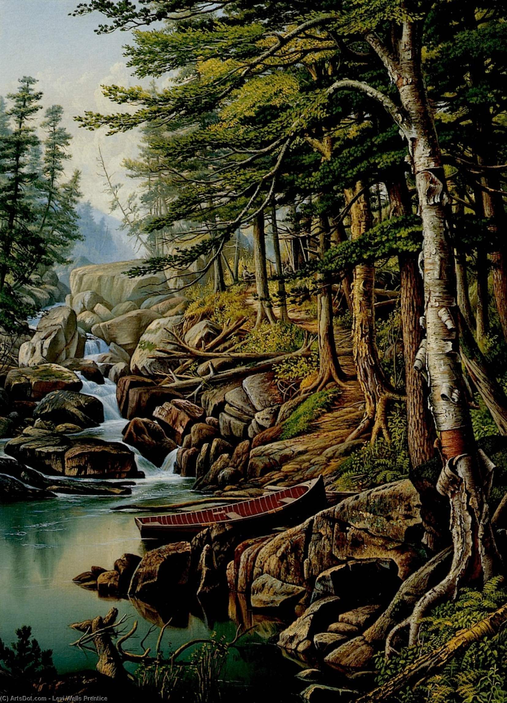 Wikioo.org – L'Enciclopedia delle Belle Arti - Pittura, Opere di Levi Wells Prentice - Alce americano Fiume , Adirondacks