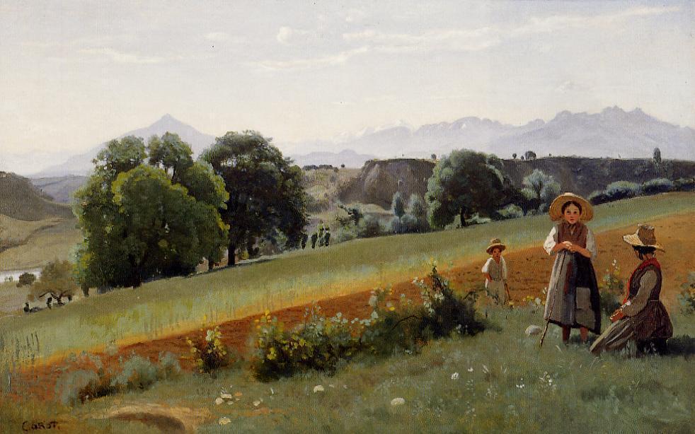 WikiOO.org - Encyclopedia of Fine Arts - Malba, Artwork Jean Baptiste Camille Corot - Mornex (Haute-Savoie) - Au fond, le mole