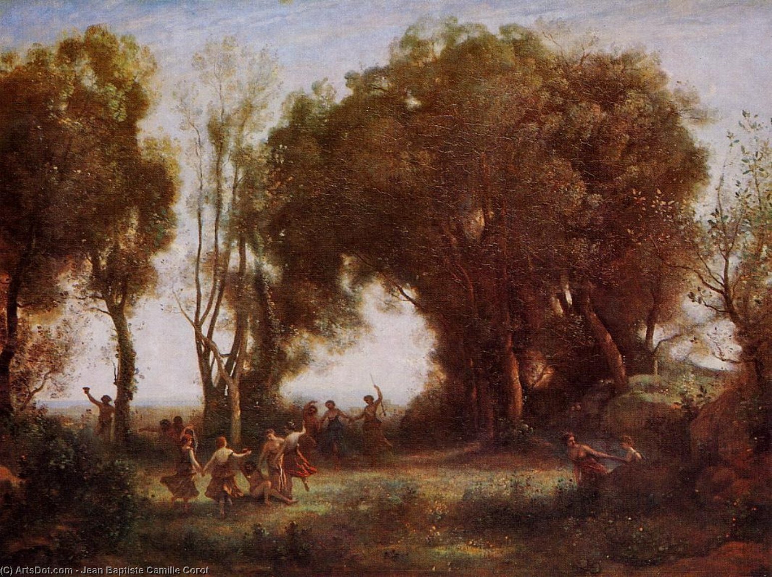 Wikioo.org - The Encyclopedia of Fine Arts - Painting, Artwork by Jean Baptiste Camille Corot - Morning - Dance of the Nymphs