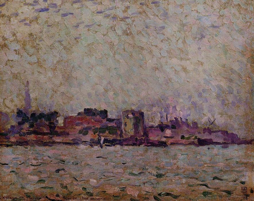 Wikioo.org - The Encyclopedia of Fine Arts - Painting, Artwork by Theo Van Rysselberghe - Morning Fog over the Port of Veer, Holland