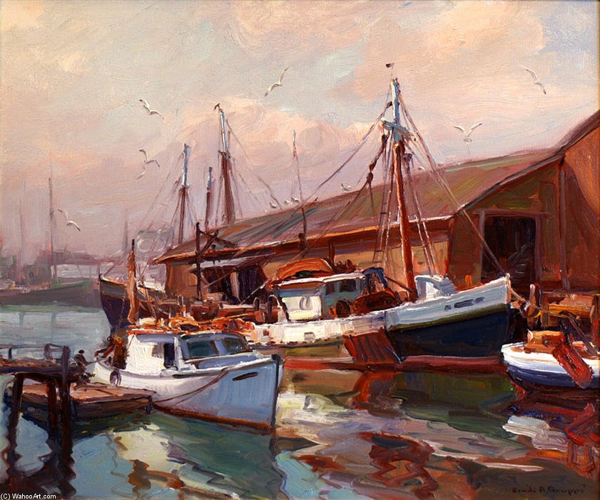 Wikioo.org - The Encyclopedia of Fine Arts - Painting, Artwork by Emile Albert Gruppé - Morning, Gloucester