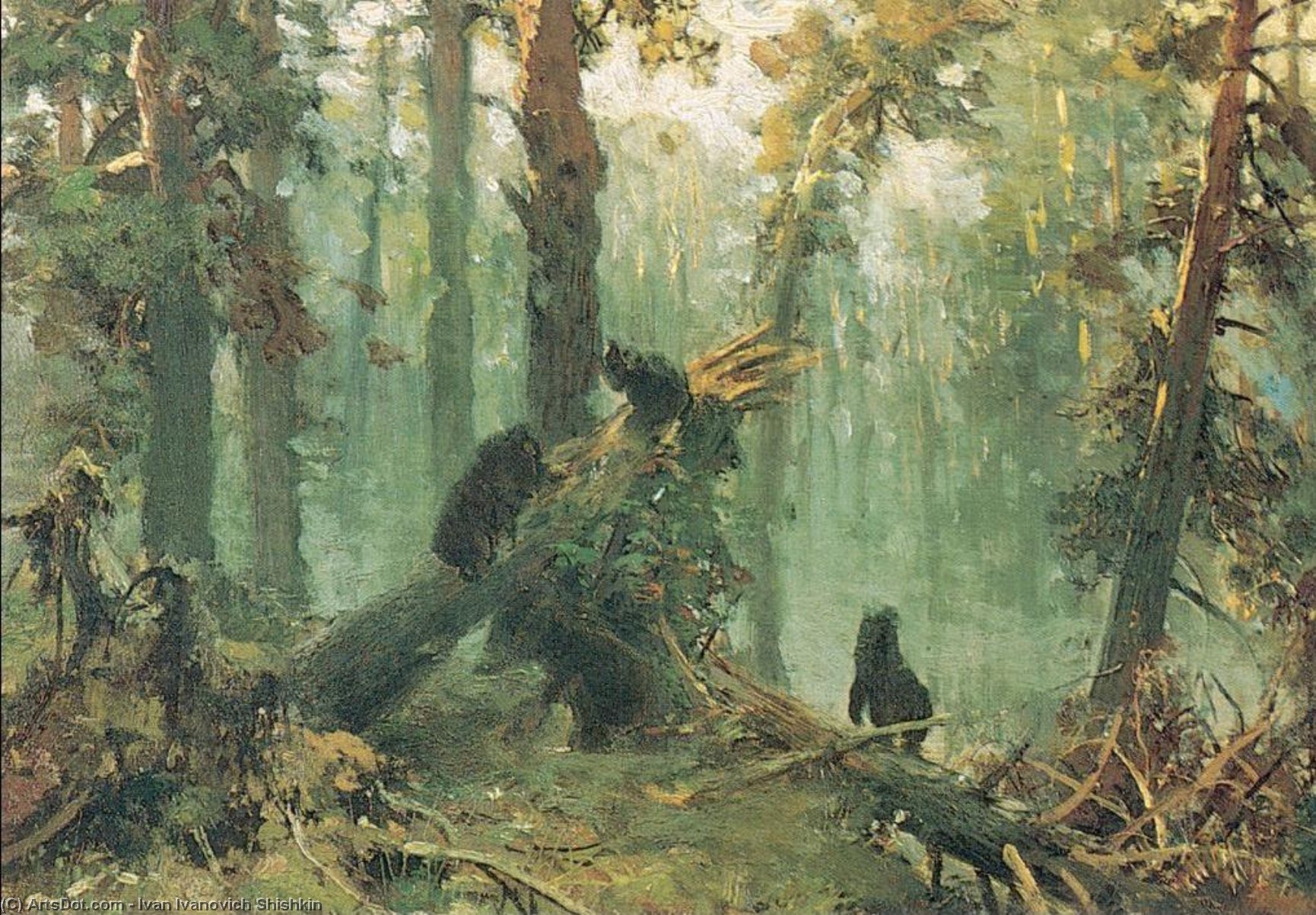Wikioo.org - The Encyclopedia of Fine Arts - Painting, Artwork by Ivan Ivanovich Shishkin - Morning in piny wood (study)