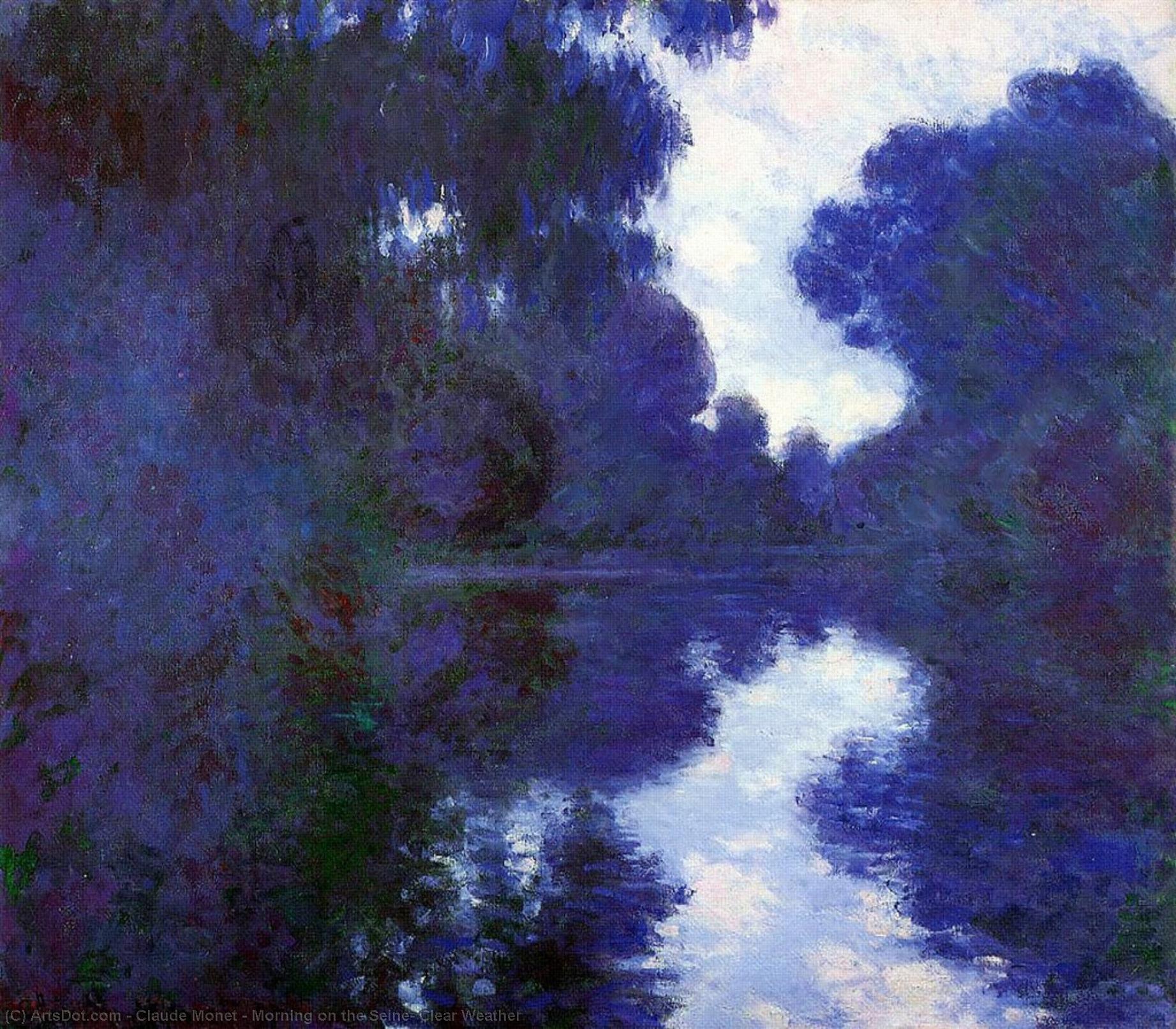 WikiOO.org - 백과 사전 - 회화, 삽화 Claude Monet - Morning on the Seine, Clear Weather