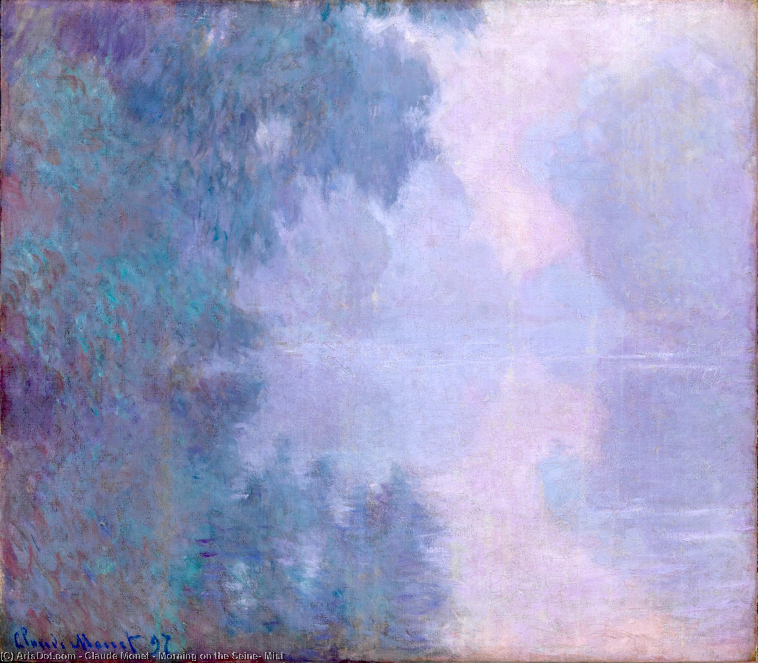 Wikoo.org - موسوعة الفنون الجميلة - اللوحة، العمل الفني Claude Monet - Morning on the Seine, Mist