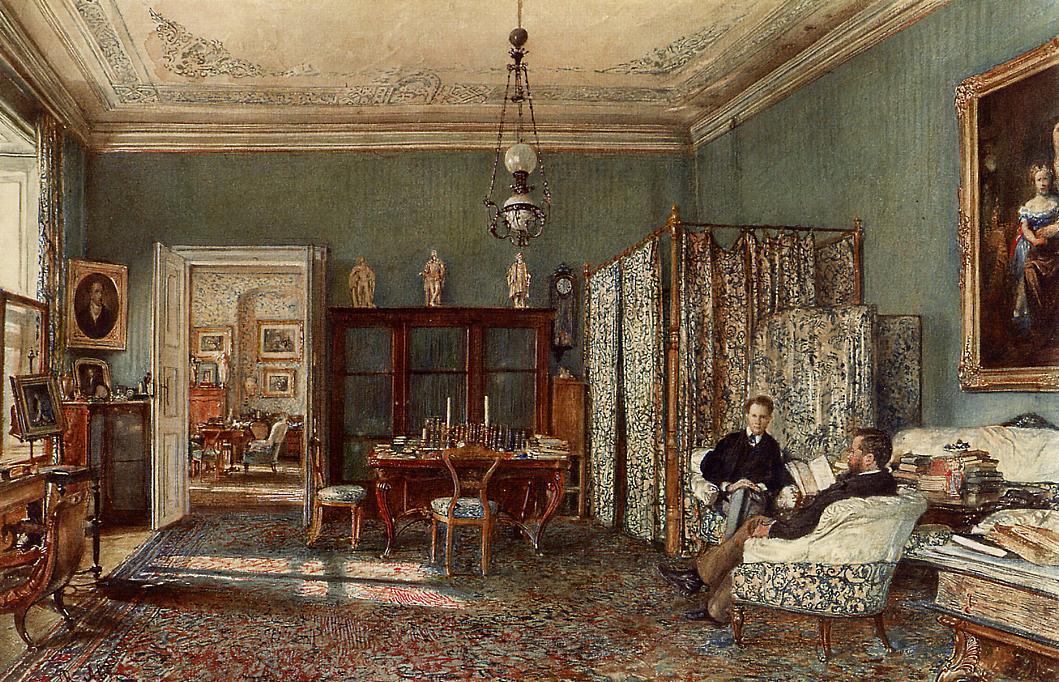 Wikioo.org - The Encyclopedia of Fine Arts - Painting, Artwork by Rudolf Von Alt - The Morning Room of the Palais Lanckoronski, Vienna