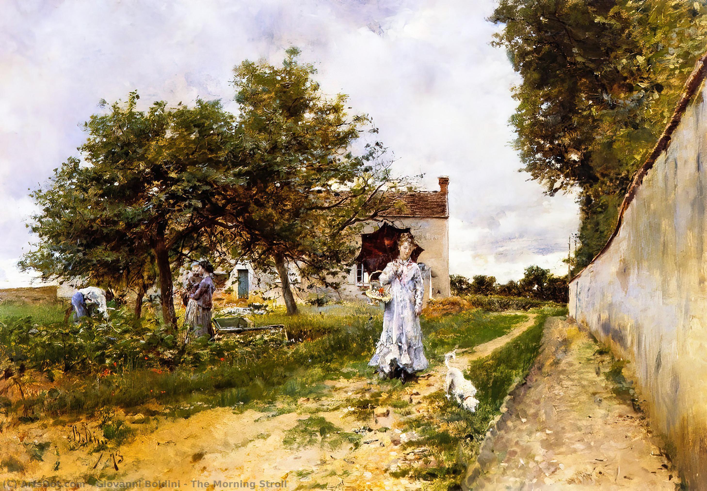 Wikioo.org - The Encyclopedia of Fine Arts - Painting, Artwork by Giovanni Boldini - The Morning Stroll