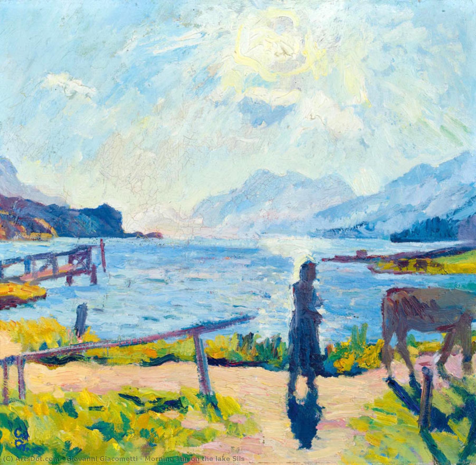 WikiOO.org – 美術百科全書 - 繪畫，作品 Giovanni Giacometti -  上午  阳光 对  的  湖  锡尔斯