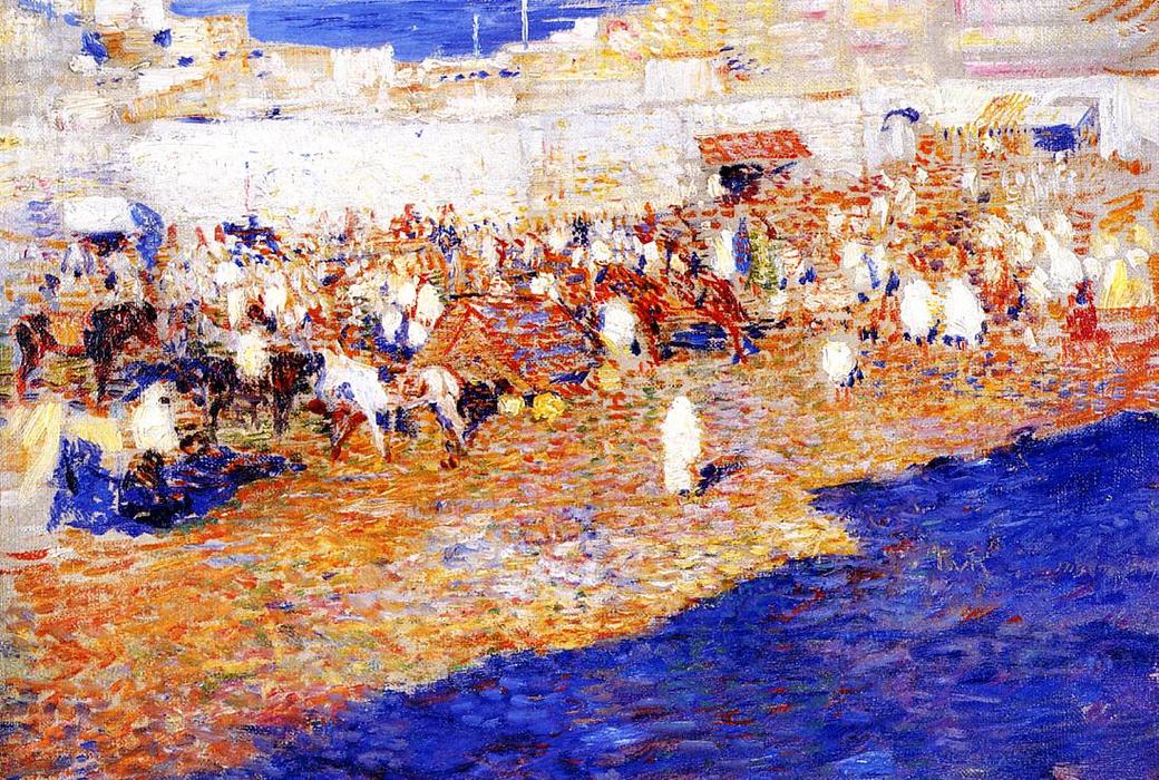 Wikioo.org - The Encyclopedia of Fine Arts - Painting, Artwork by Theo Van Rysselberghe - Moroccan Market (also known as Morocco [The Great Souq])