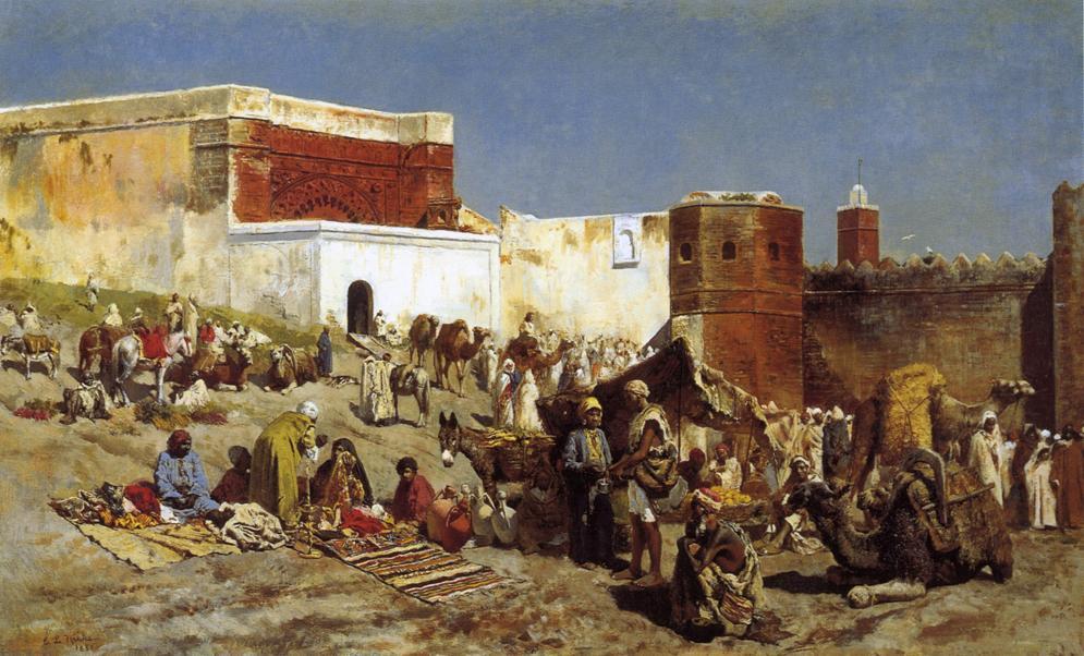 WikiOO.org - Encyclopedia of Fine Arts - Målning, konstverk Edwin Lord Weeks - Moroccan Market, Rabat