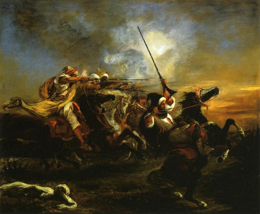 Wikioo.org - The Encyclopedia of Fine Arts - Painting, Artwork by Eugène Delacroix - Moroccan Military Exercises