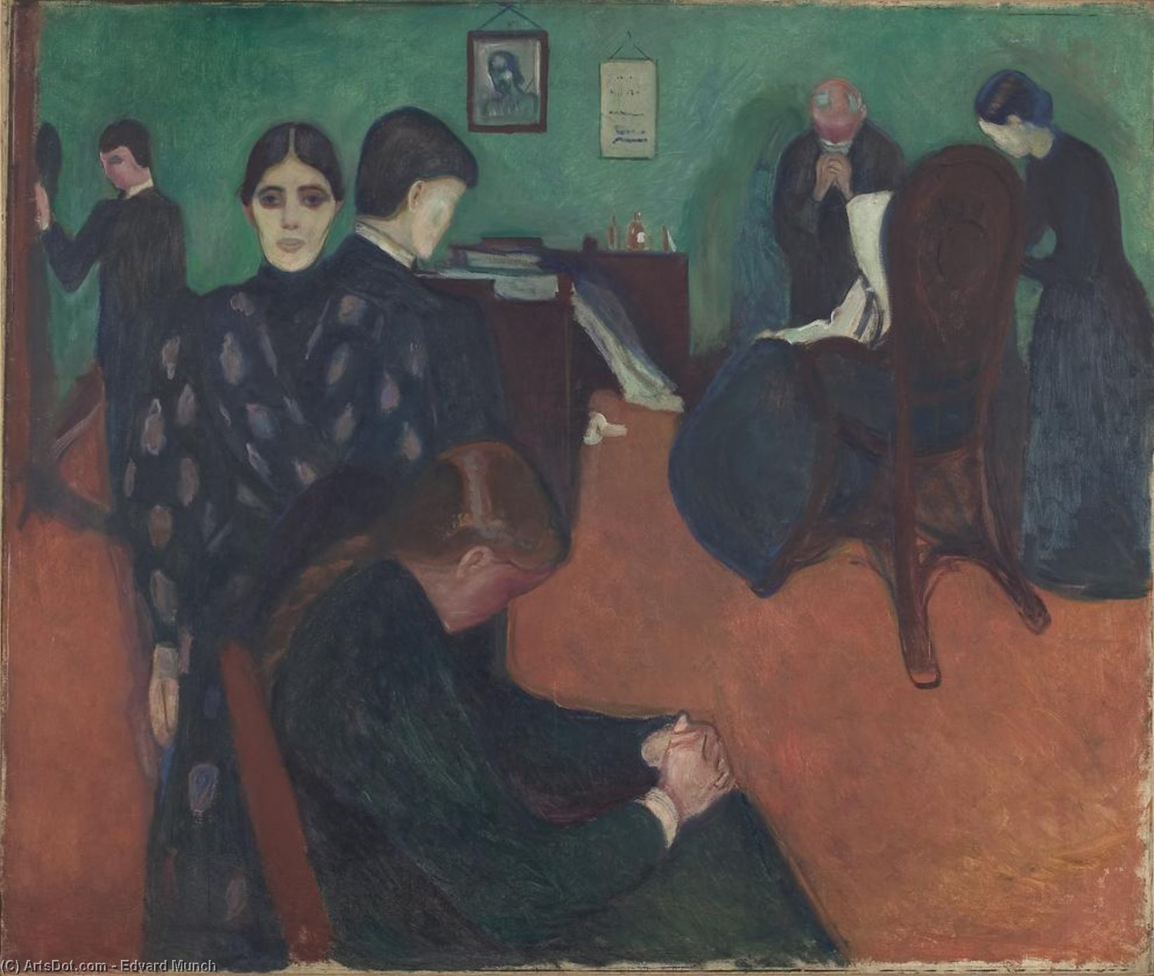 Wikioo.org - The Encyclopedia of Fine Arts - Painting, Artwork by Edvard Munch - The Mortuary room
