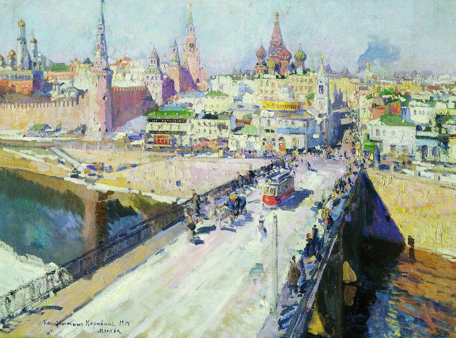 Wikioo.org - The Encyclopedia of Fine Arts - Painting, Artwork by Konstantin Alekseyevich Korovin - The Moskva River Bridge