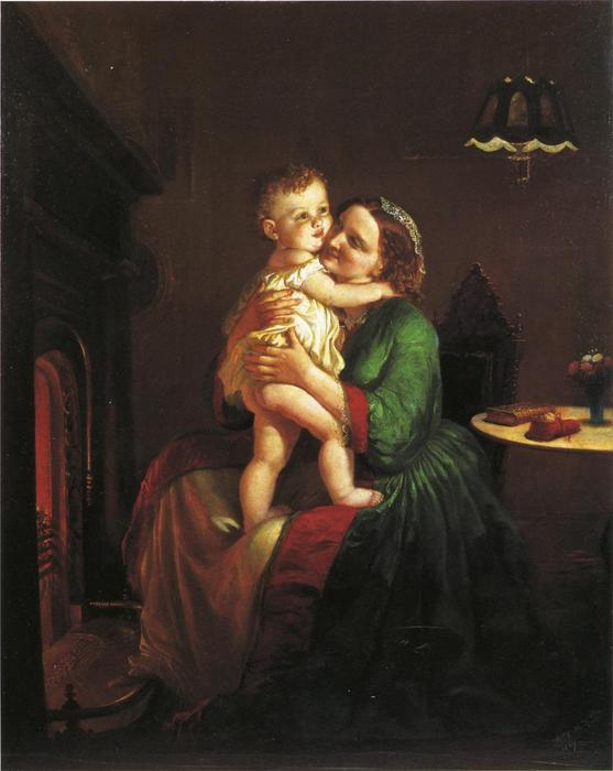 WikiOO.org – 美術百科全書 - 繪畫，作品 Lilly Martin Spencer (Angelique Marie Martin) - 母亲  和  孩子 通过  的  炉