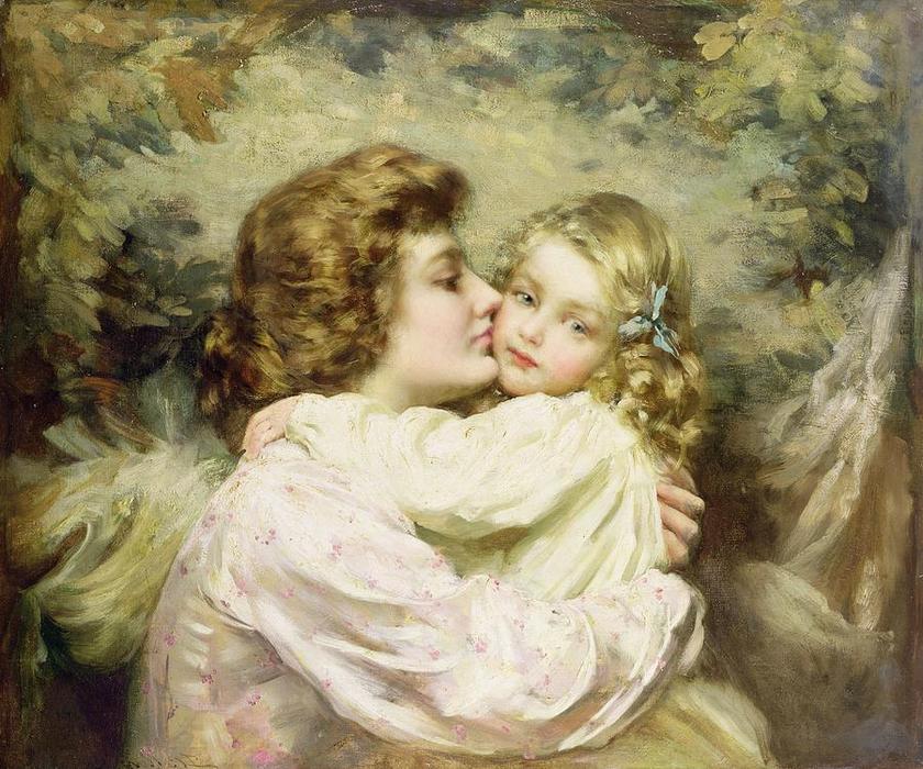 WikiOO.org - אנציקלופדיה לאמנויות יפות - ציור, יצירות אמנות Thomas Benjamin Kennington - Mother and Daughter