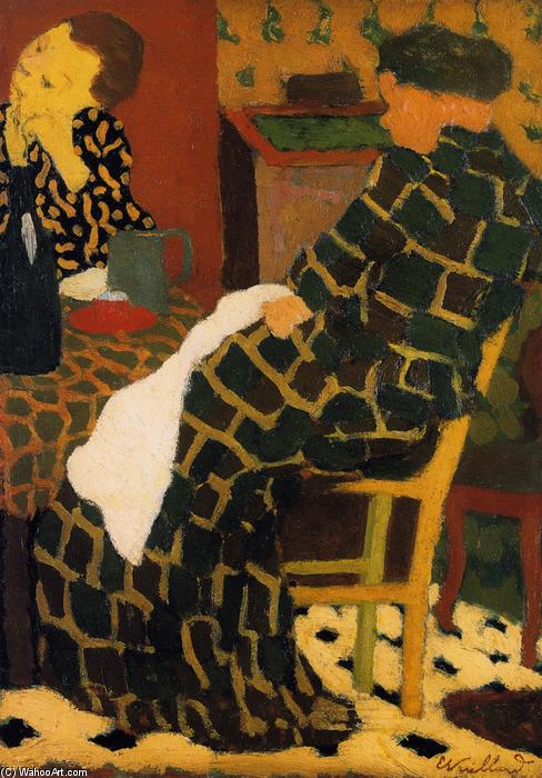 Wikioo.org - สารานุกรมวิจิตรศิลป์ - จิตรกรรม Jean Edouard Vuillard - Mother and Daughter at the Table