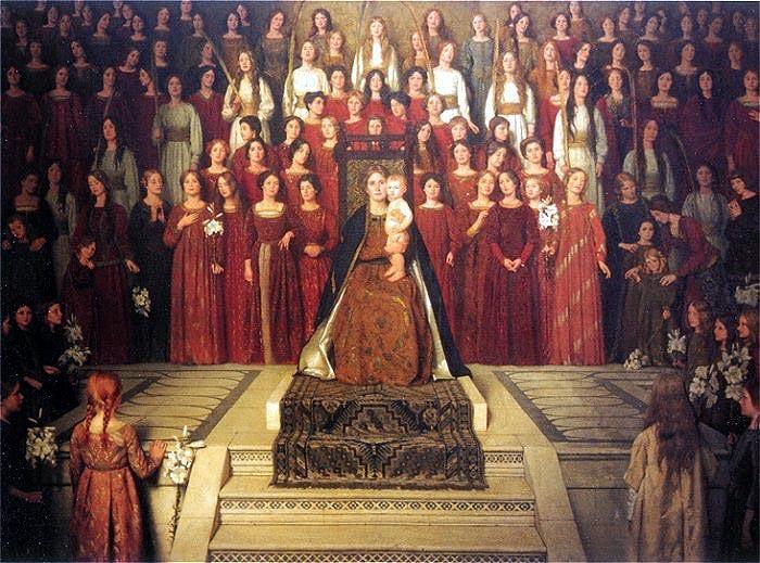 Wikioo.org - The Encyclopedia of Fine Arts - Painting, Artwork by Thomas Cooper Gotch - The Mother Enthroned