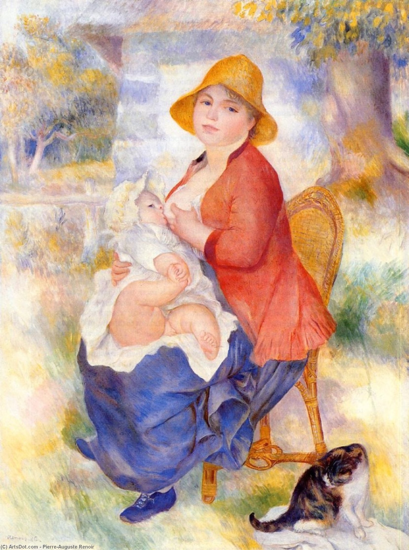 Wikioo.org - The Encyclopedia of Fine Arts - Painting, Artwork by Pierre-Auguste Renoir - 'Motherhood (also known as Woman Breast Feeding Her Child)'