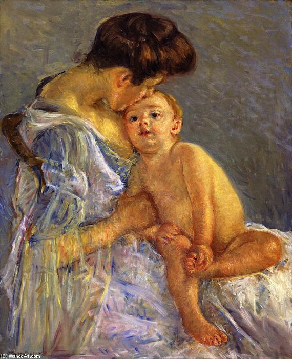 Wikioo.org - The Encyclopedia of Fine Arts - Painting, Artwork by Mary Stevenson Cassatt - Motherhood (also known as Mother Kissing Her Baby)