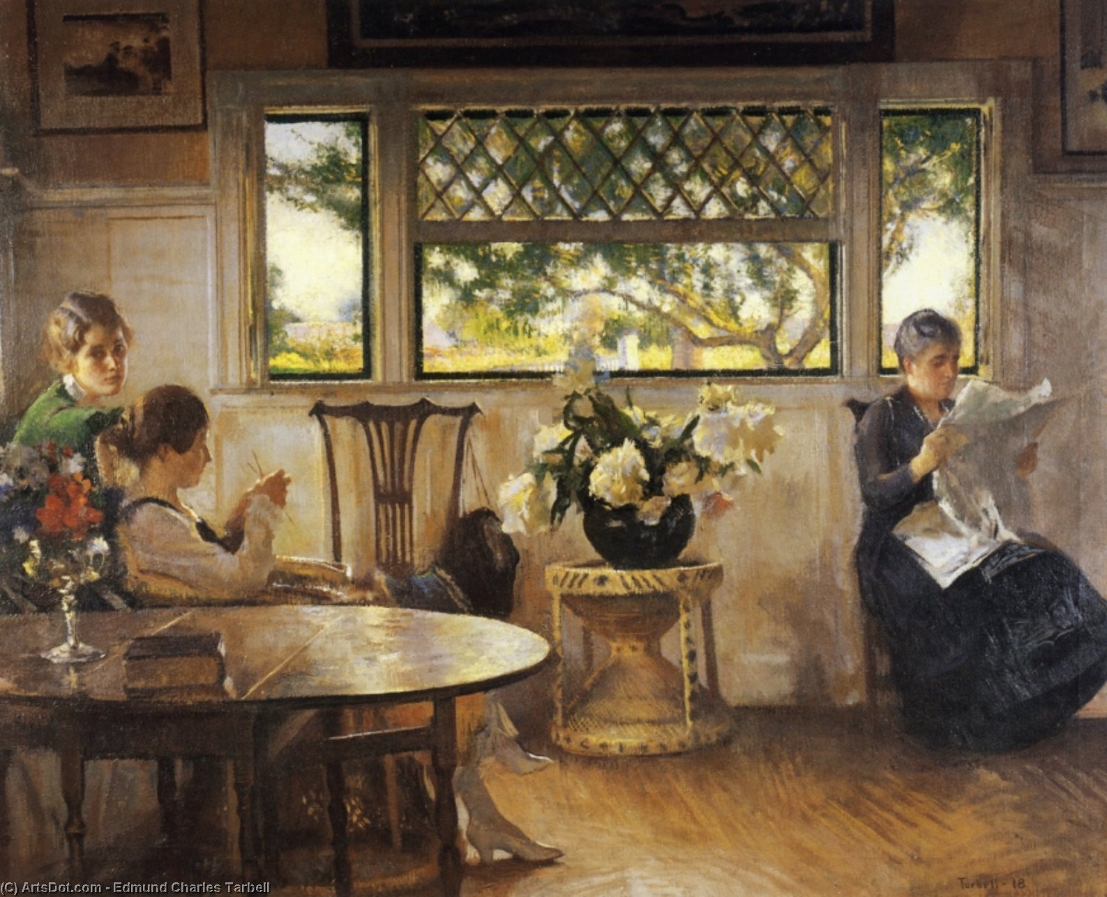 Wikioo.org - The Encyclopedia of Fine Arts - Painting, Artwork by Edmund Charles Tarbell - Mother, Mercie, and Mary