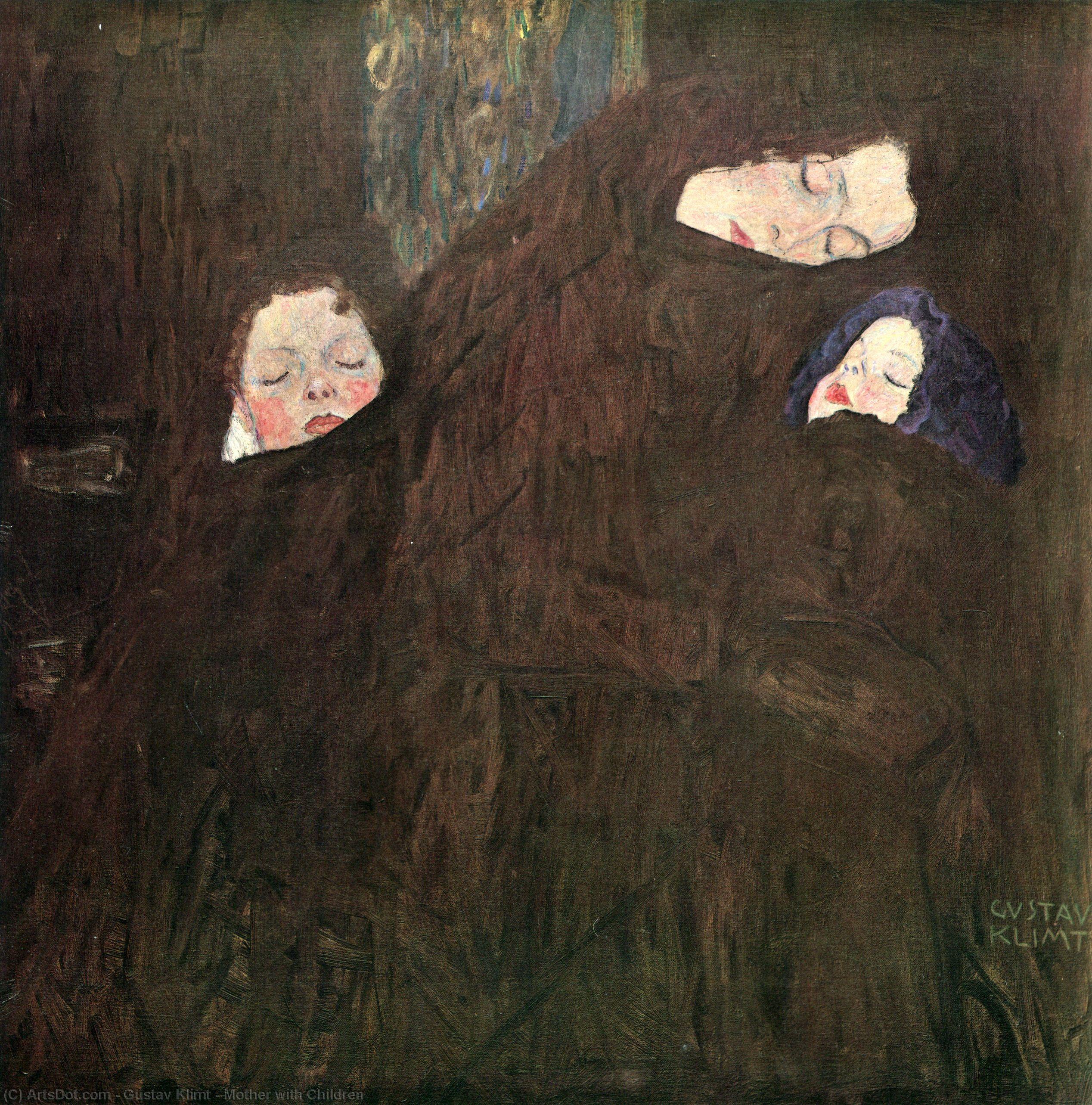 WikiOO.org - Encyclopedia of Fine Arts - Maleri, Artwork Gustav Klimt - Mother with Children