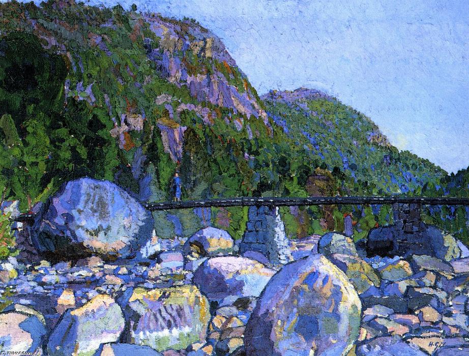Wikioo.org - The Encyclopedia of Fine Arts - Painting, Artwork by Harold John Wilde - The Mountain Bridge, NOrway