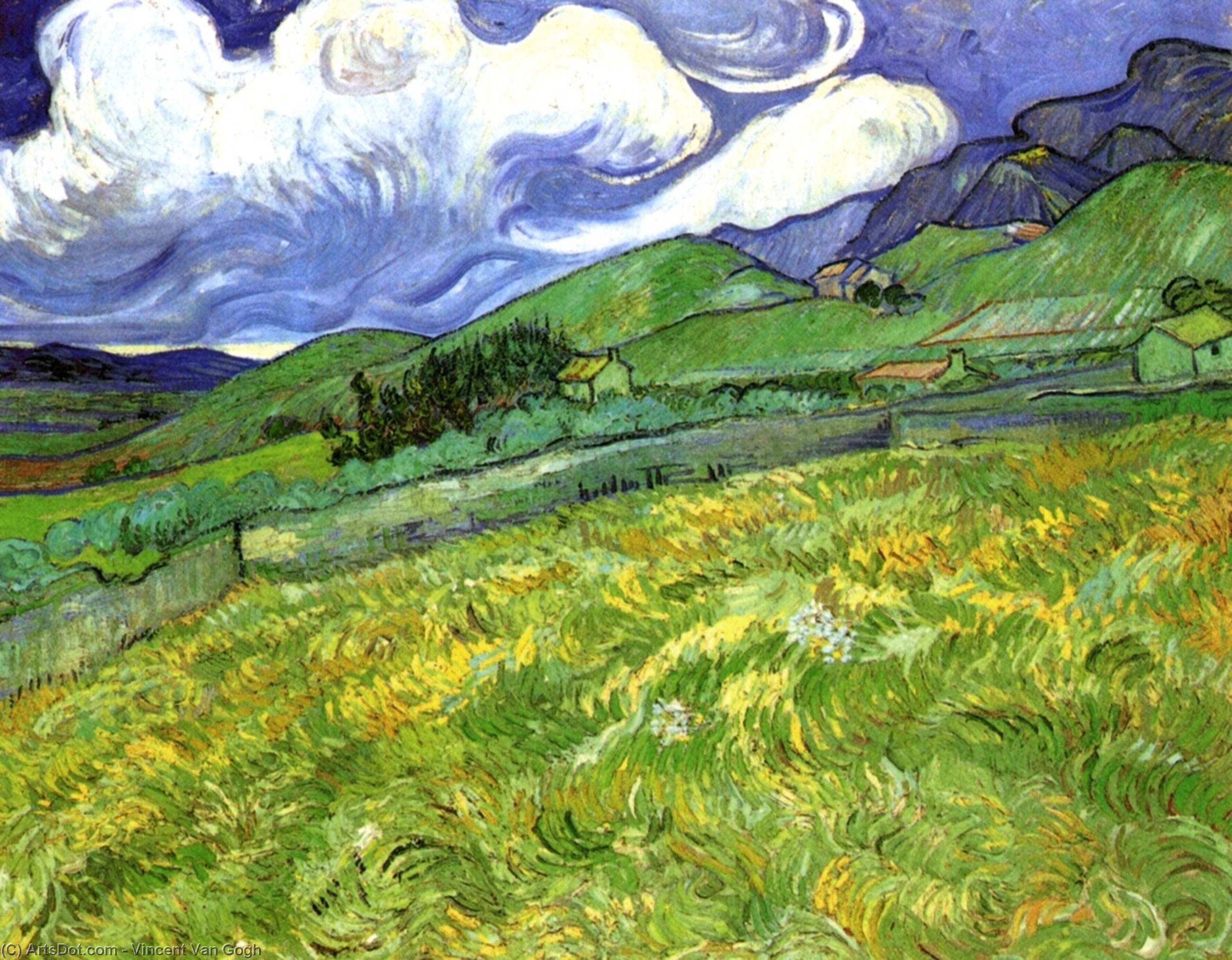 Wikioo.org - The Encyclopedia of Fine Arts - Painting, Artwork by Vincent Van Gogh - Mountain Landscape behind Saint-Paul Hospital