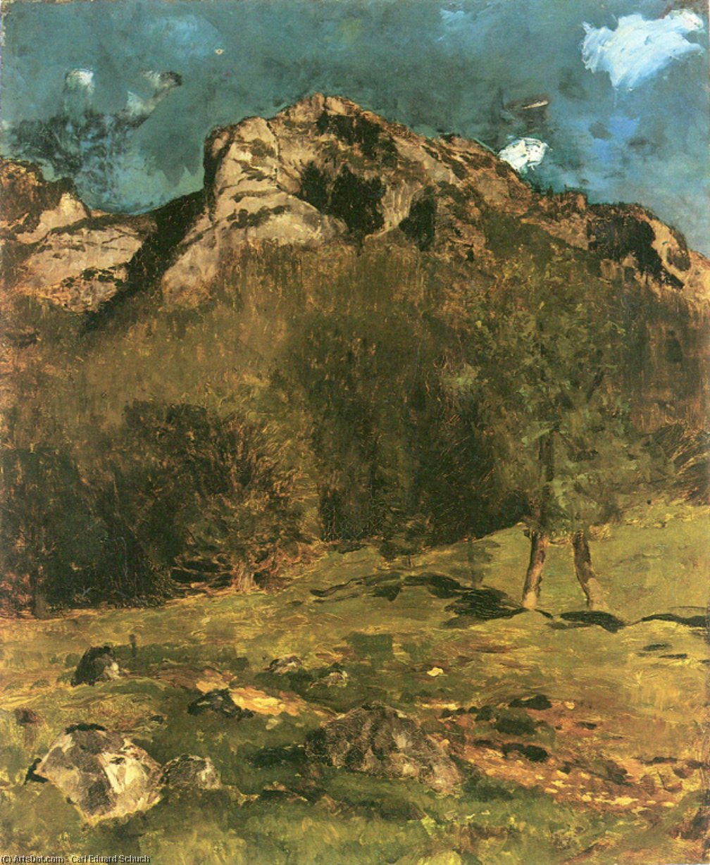 Wikioo.org - The Encyclopedia of Fine Arts - Painting, Artwork by Carl Eduard Schuch - Mountain landscape in South Tyrol