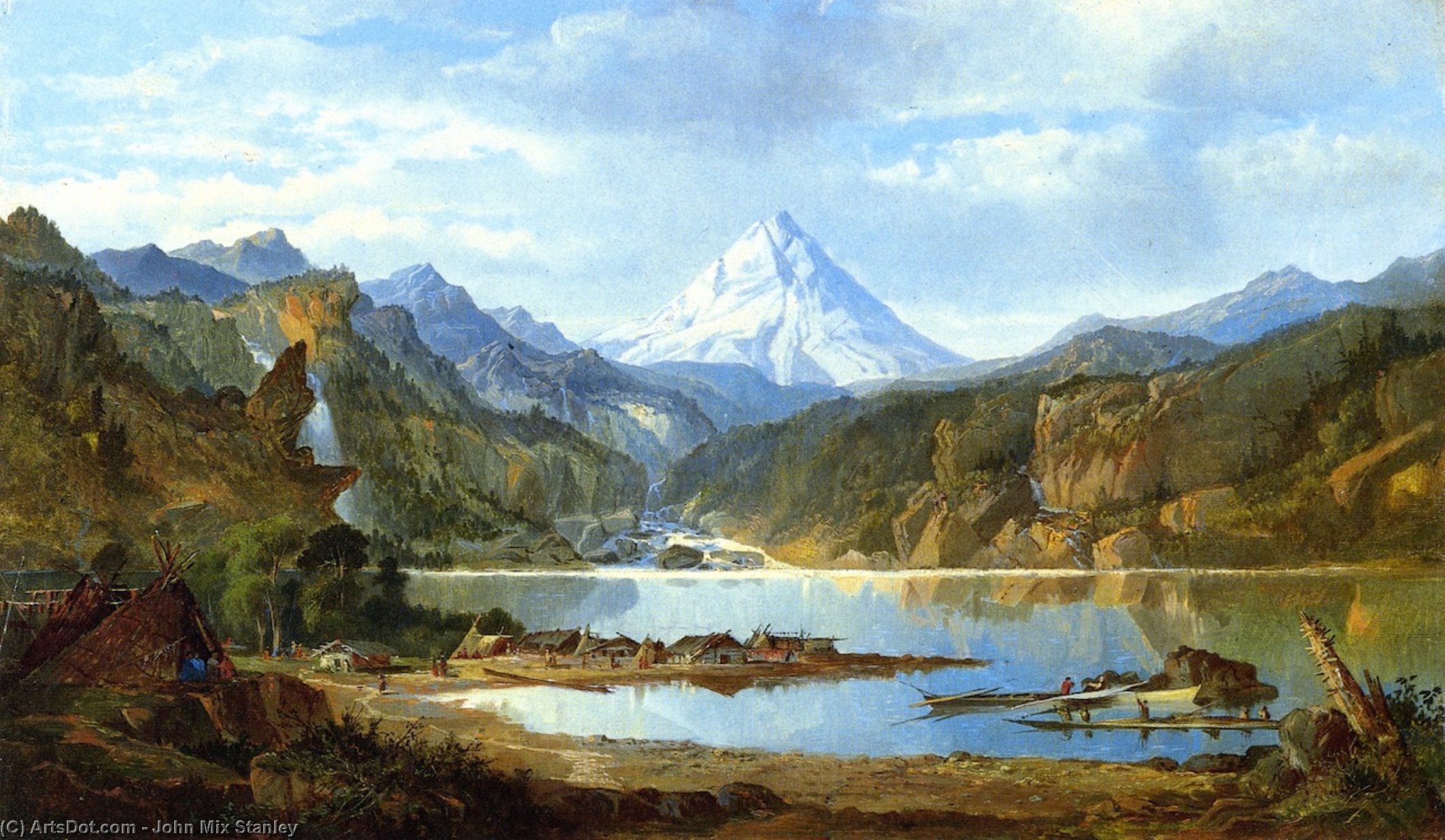 Wikioo.org - The Encyclopedia of Fine Arts - Painting, Artwork by John Mix Stanley - Mountain Landscape with Indians