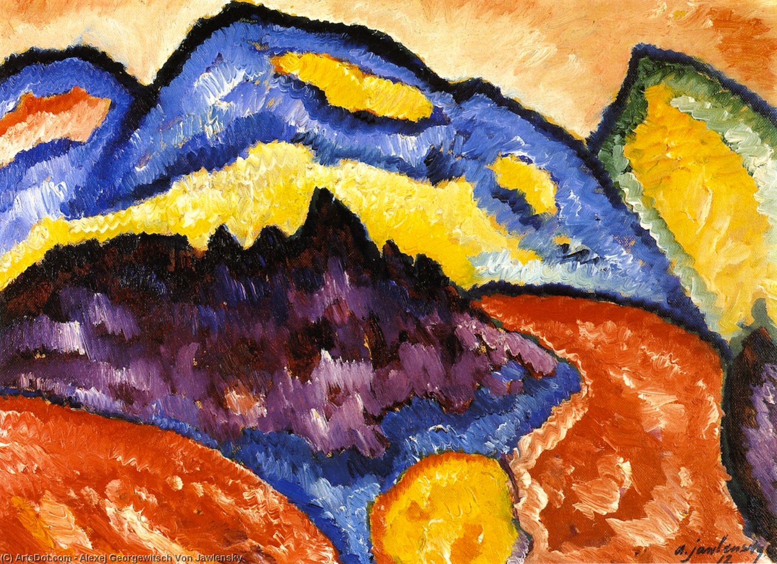 WikiOO.org - Encyclopedia of Fine Arts - Maľba, Artwork Alexej Georgewitsch Von Jawlensky - Mountains near Oberstdorf