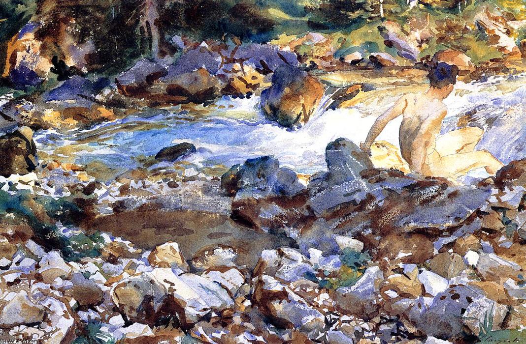 WikiOO.org - Encyclopedia of Fine Arts - Lukisan, Artwork John Singer Sargent - Mountain Stream