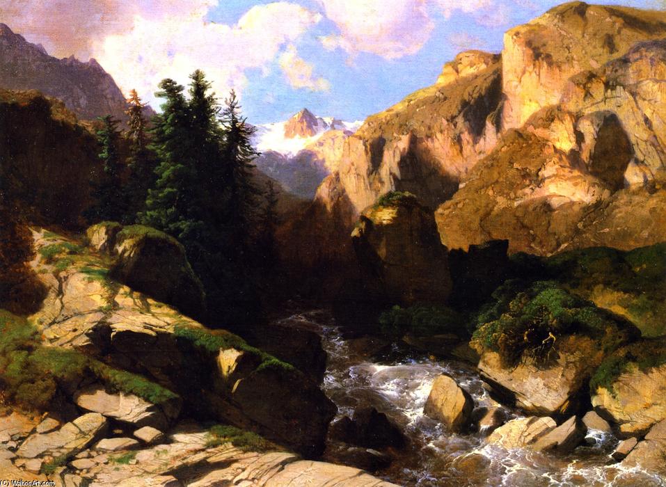 Wikioo.org - The Encyclopedia of Fine Arts - Painting, Artwork by Alexandre Calame - Mountain Torrent