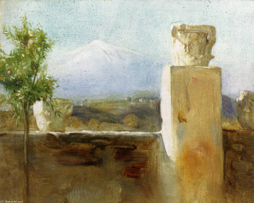WikiOO.org - Encyclopedia of Fine Arts - Schilderen, Artwork Arthur Hacker - Mount Etna From Taormina