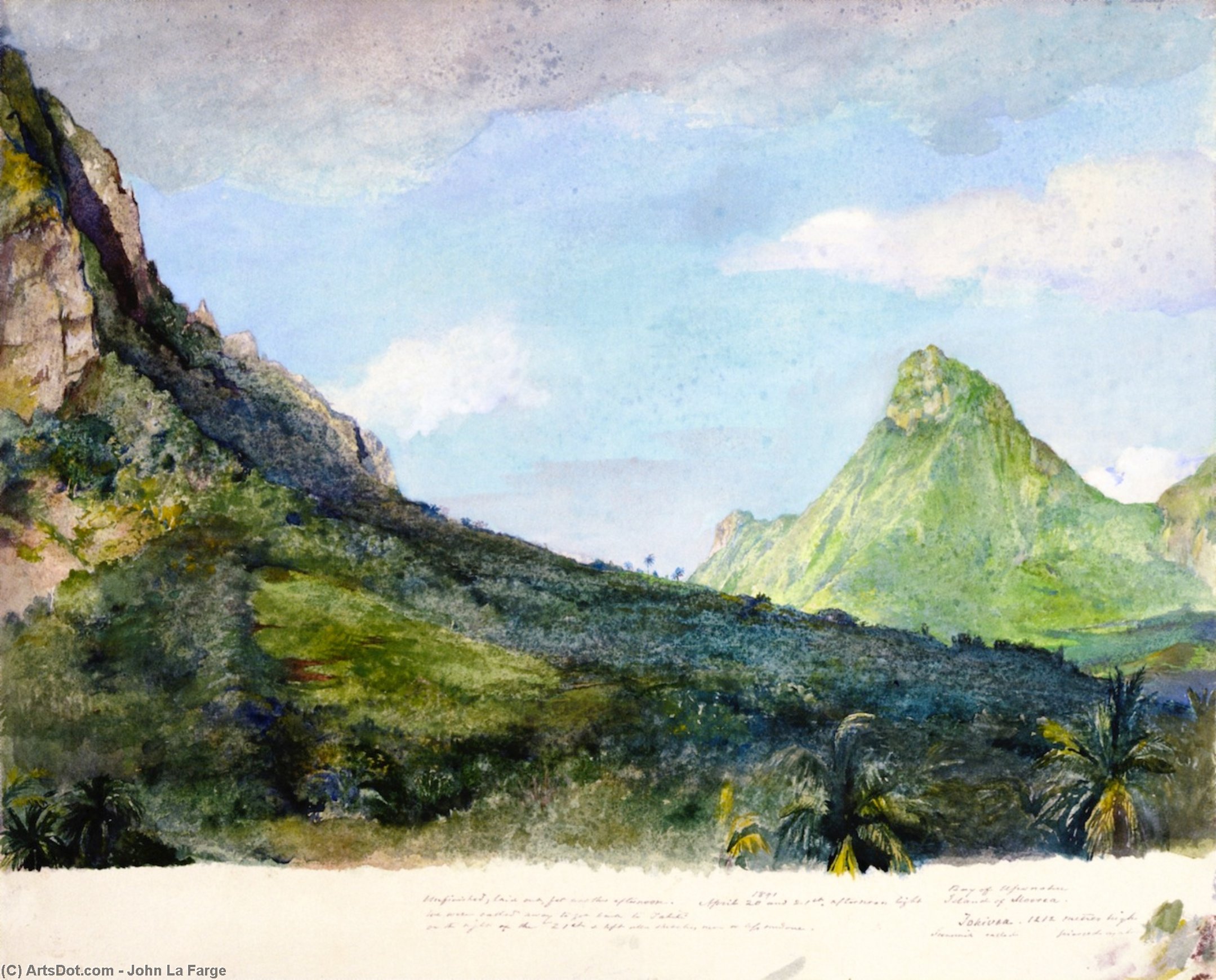 Wikioo.org - สารานุกรมวิจิตรศิลป์ - จิตรกรรม John La Farge - Mount Tohivea, Island of Moorea