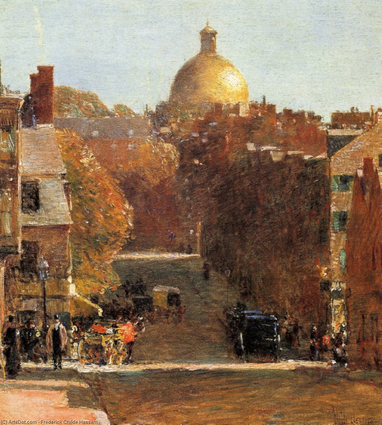 Wikioo.org - The Encyclopedia of Fine Arts - Painting, Artwork by Frederick Childe Hassam - Mount Vernon Street, Boston