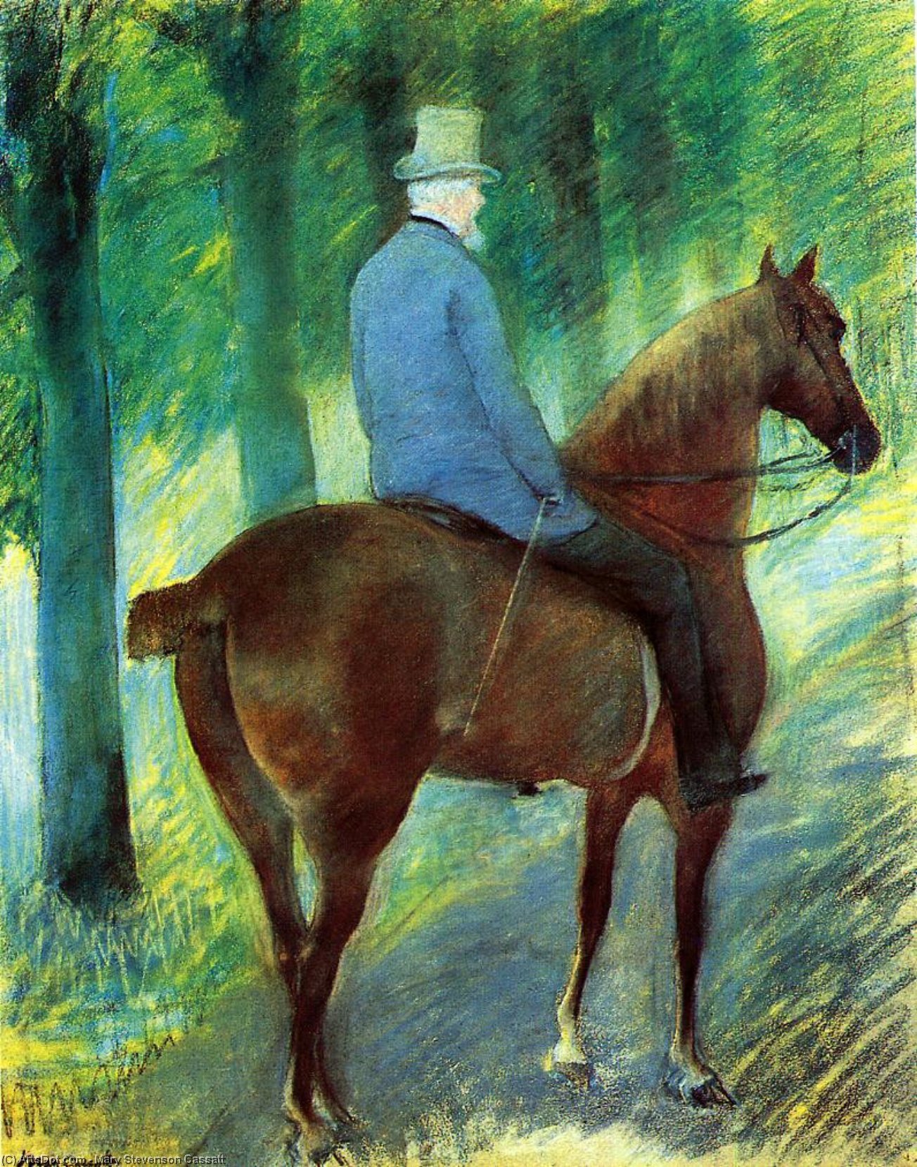 Wikioo.org - The Encyclopedia of Fine Arts - Painting, Artwork by Mary Stevenson Cassatt - Mr. Robert S. Cassatt on Horseback