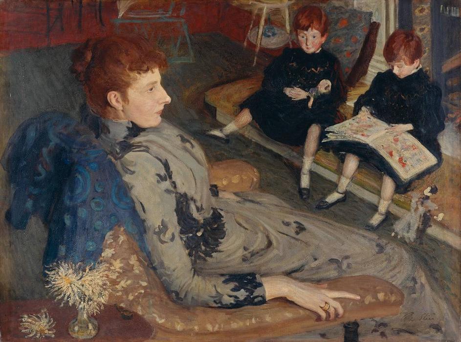Wikioo.org - The Encyclopedia of Fine Arts - Painting, Artwork by Philip Wilson Steer - Mrs Cyprian Williams and Her Two Little Girls