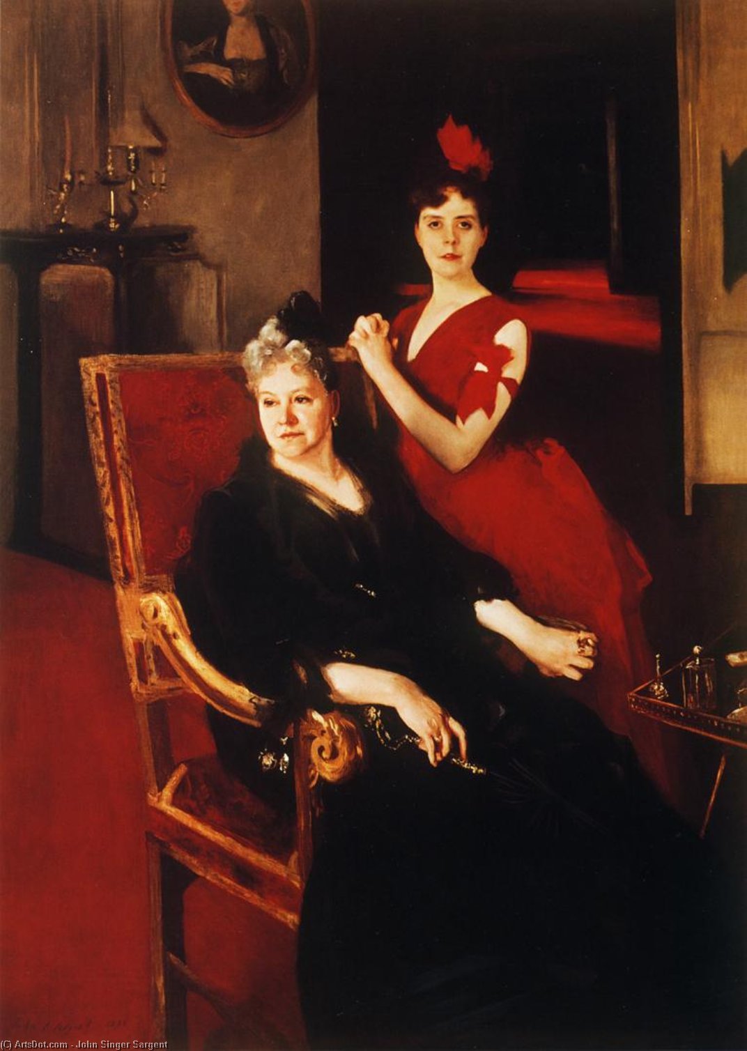 Wikioo.org - The Encyclopedia of Fine Arts - Painting, Artwork by John Singer Sargent - Mrs. Edward Burckhardt and her Daughter Louise