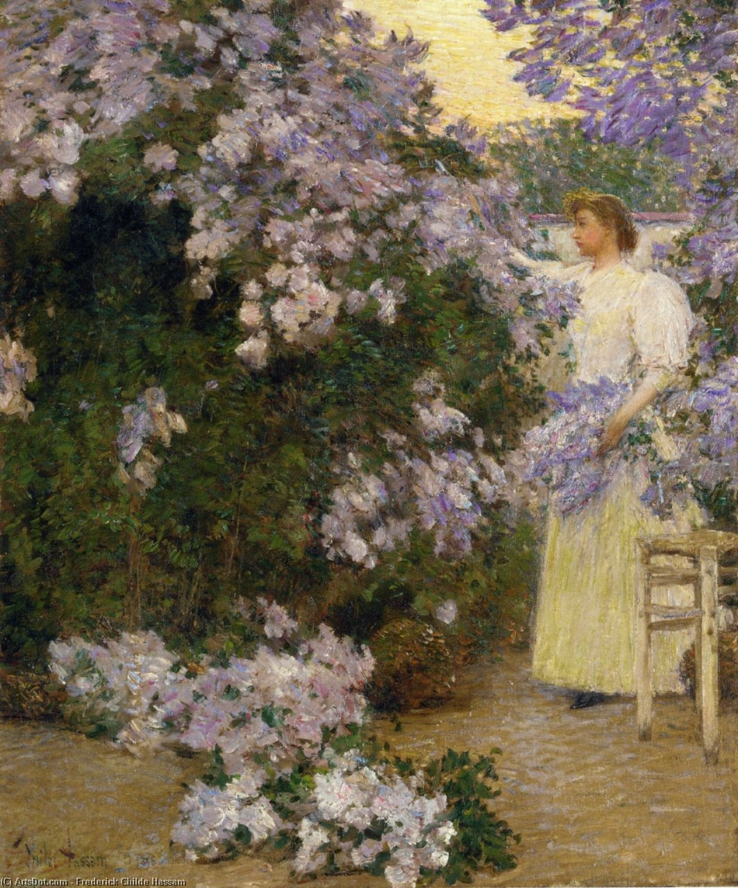 Wikioo.org - The Encyclopedia of Fine Arts - Painting, Artwork by Frederick Childe Hassam - Mrs. Hassam in the Garden