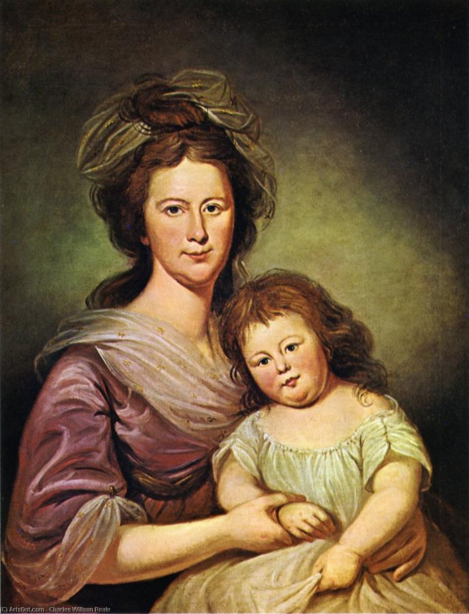 WikiOO.org - Encyclopedia of Fine Arts - Maalaus, taideteos Charles Willson Peale - Mrs. Thomas Leiper and Her Daughter, Helen Hamilton Leiper