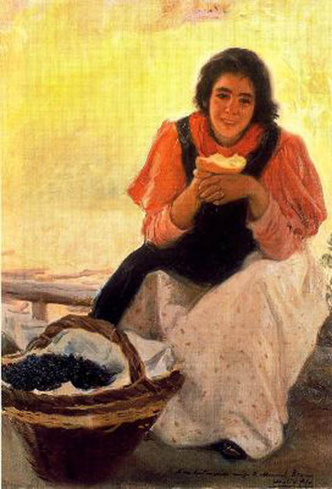 Wikioo.org – La Enciclopedia de las Bellas Artes - Pintura, Obras de arte de Cecilio Pla Y Gallardo - Muchacha Comiendo