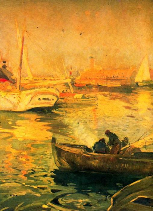 Wikioo.org - The Encyclopedia of Fine Arts - Painting, Artwork by Joaquin Mir Trinxet - Muelle de pescadores