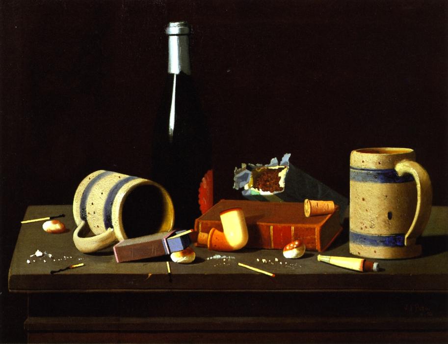 Wikioo.org - The Encyclopedia of Fine Arts - Painting, Artwork by John Frederick Peto - Mugs, Bottle and Pipe