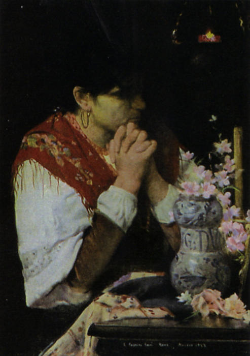 Wikioo.org - The Encyclopedia of Fine Arts - Painting, Artwork by Fernando Cabrera Canto - Mujer Rezando