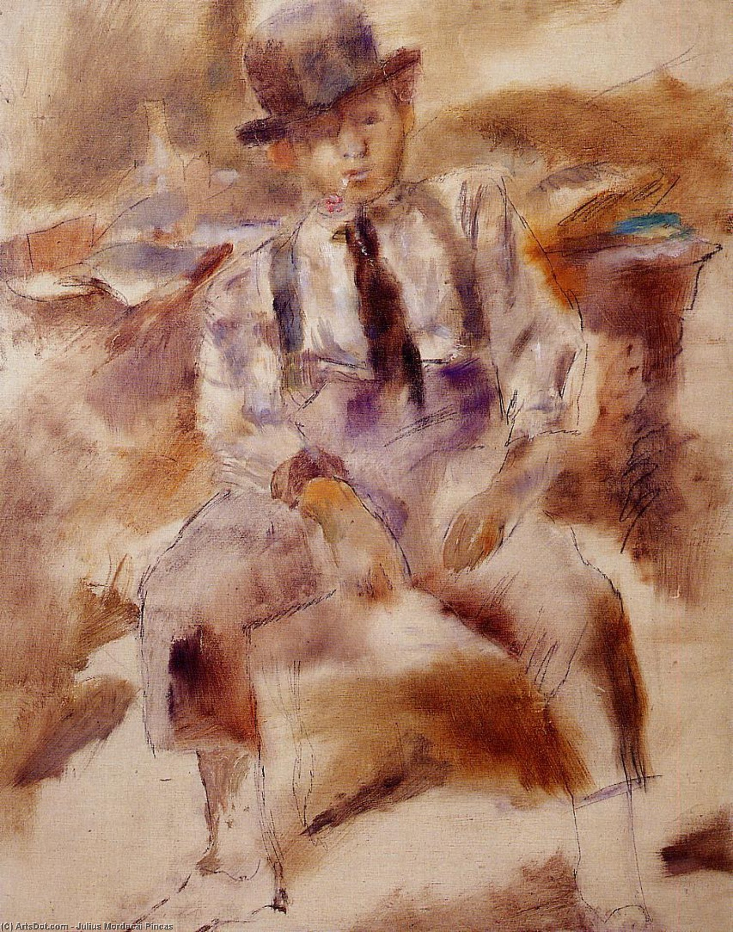 Wikioo.org - The Encyclopedia of Fine Arts - Painting, Artwork by Julius Mordecai Pincas - Mulatto with Bowler Hat