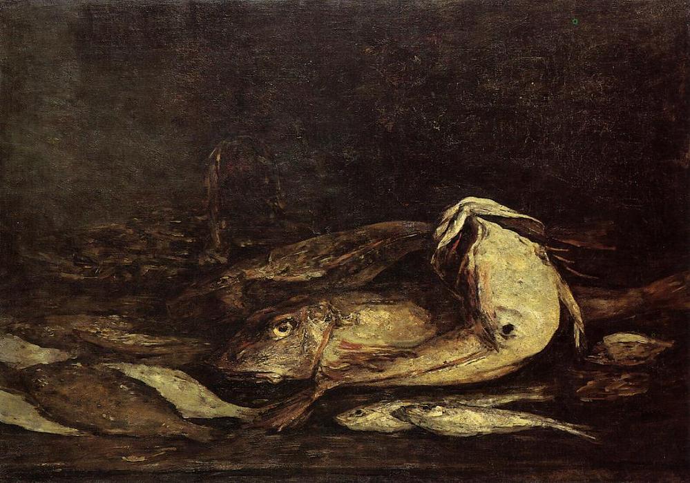 WikiOO.org - Güzel Sanatlar Ansiklopedisi - Resim, Resimler Eugène Louis Boudin - Mullet and Fish