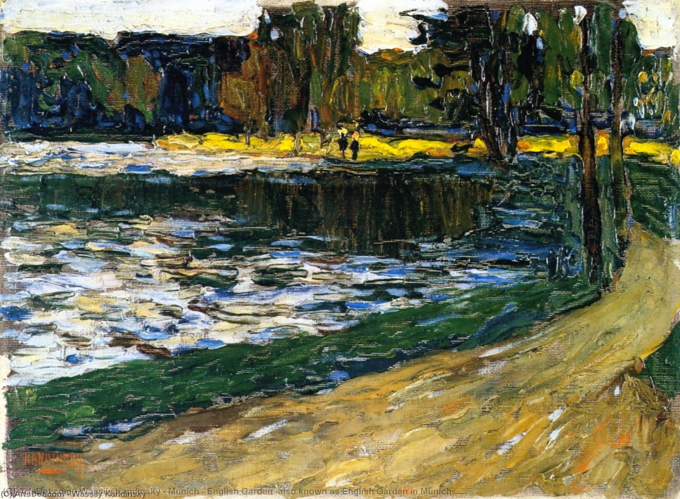 Wikioo.org - The Encyclopedia of Fine Arts - Painting, Artwork by Wassily Kandinsky - Munich - English Garden (also known as English Garden in Munich)