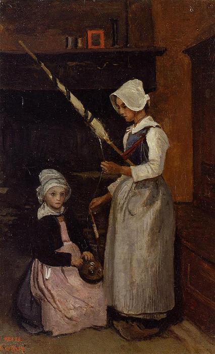 Wikioo.org - The Encyclopedia of Fine Arts - Painting, Artwork by Jean Baptiste Camille Corot - Mur Peasants