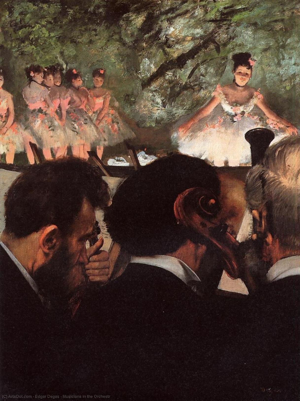 Wikoo.org - موسوعة الفنون الجميلة - اللوحة، العمل الفني Edgar Degas - Musicians in the Orchestr