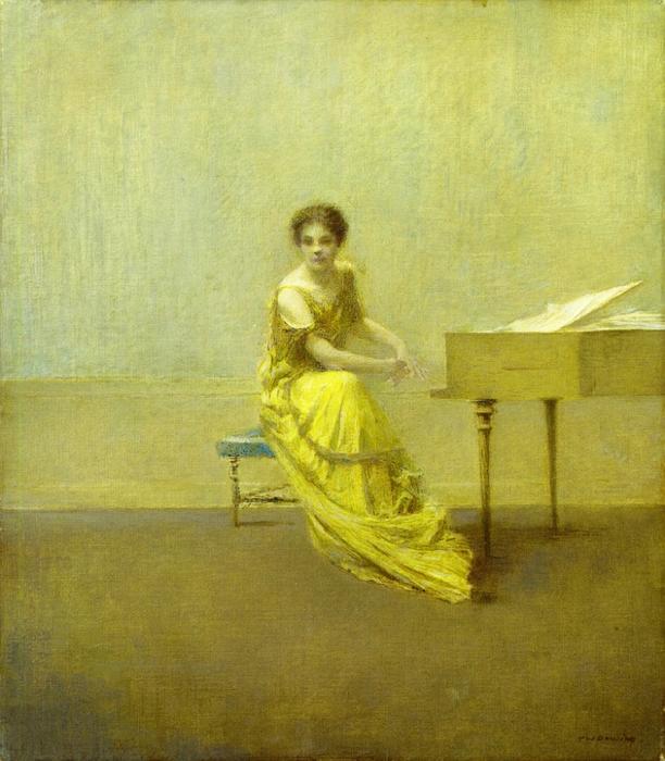 Wikioo.org - The Encyclopedia of Fine Arts - Painting, Artwork by Thomas Wilmer Dewing - The Music Lesson