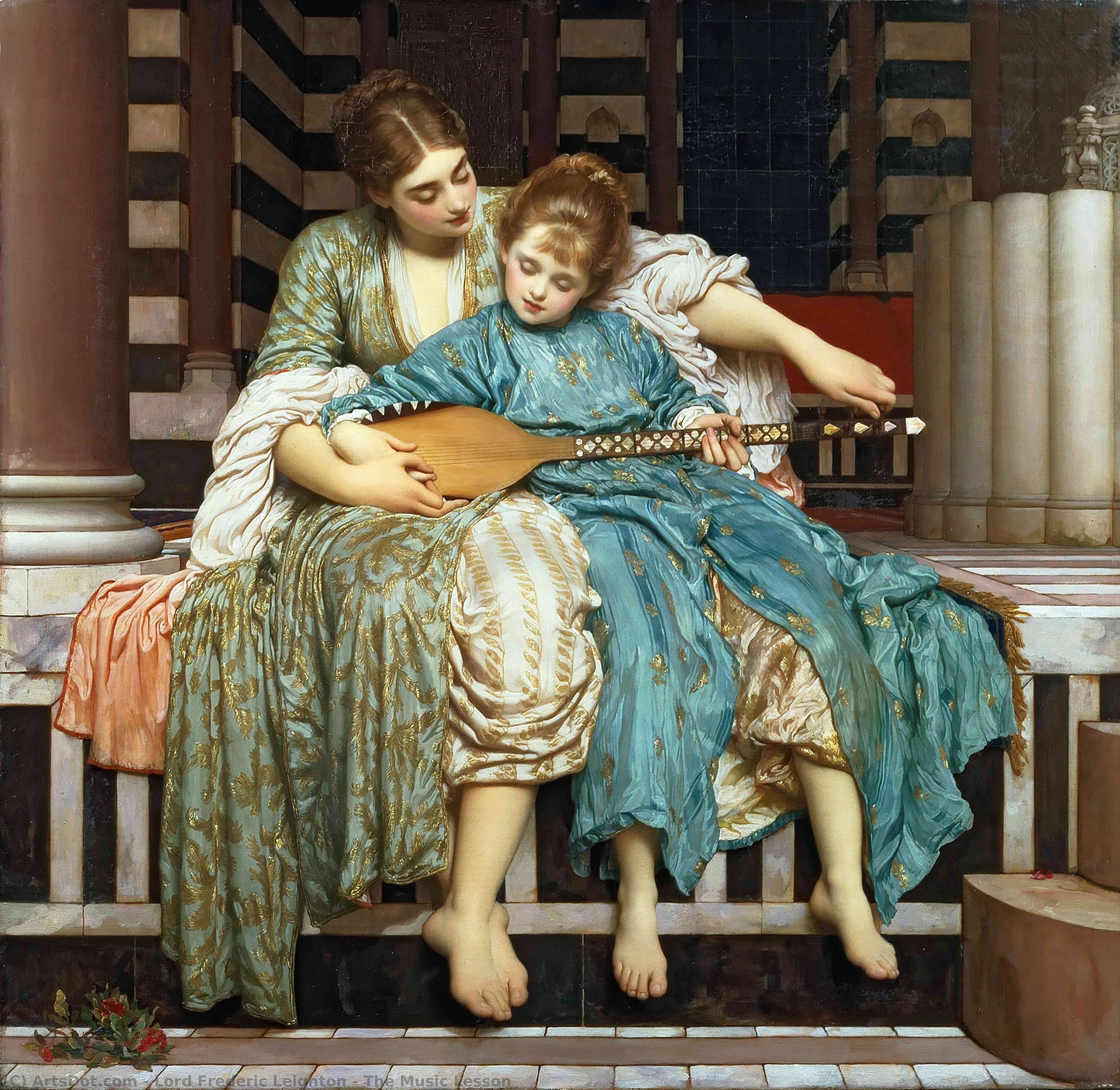 Wikioo.org – La Enciclopedia de las Bellas Artes - Pintura, Obras de arte de Lord Frederic Leighton - La lección de música